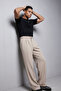 Men's Loose Wide-Leg Casual Cream Baggy Pants - 4