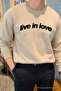 Live in Love Printed Cotton Men's Cream Sweatshirt