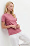 Women's Crew Neck Loose Basic Powder T-Shirt - 5