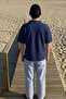 Men's Casual Comfortable Navy Blue Polo Collar T-Shirt - 5