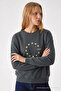 Women's Star Printed Smoked Casual Sweatshirt - 2
