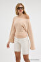 Women's Off-The-Shoulder Wide Sleeve Beige Blouse - 4