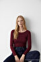 Women's Crew Neck Basic Tight Burgundy T-Shirt - 6