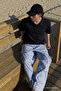 Men's Casual Comfortable Black Polo Collar T-Shirt