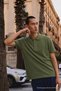 Men's Basic Loose Khaki Polo Neck T-Shirt - 5