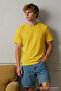 Men's Short Sleeve Comfortable Cotton Yellow T-Shirt - 2