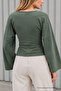 Women's Stylish Body-Hugging V-Neck Khaki Blouse - 6