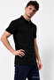 Men's Casual Loose Black Polo Neck T-Shirt - 6