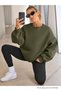 Women's Crew Neck Basic Oversize Sweatshirt Khaki - 2