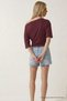 Women's Off-The-Shoulder Short Sleeve Burgundy Tight T-Shirt - 6