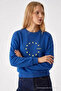 Women's Star Printed Blue Casual Sweatshirt - 2