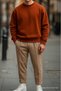 Lässiger Basic-Pullover für Herren in Zimtrot - 4