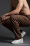 Men's Relaxed Wide-Leg Brown Linen Trousers - 3