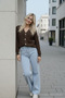 Women's Transitional V-Neck Brown Knitwear Sweater - 6