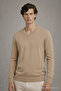 Men's Winter Loose Caramel V-Neck Knit Sweater