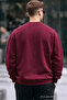 Men's Star Printed Loose Burgundy Sweatshirt - 5