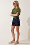 Women's Casual Cotton Khaki Crop T-Shirt - 2