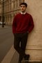 Men's Oversize Winter Burgundy Long Sweater - 4