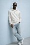 Men's Winter Knitted Collar White Sweatshirt - 4