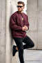 Men's Tiger Printed Loose Fit Burgundy Sweatshirt - 4