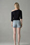 Women's Short Sleeve Cotton Tight Black T-Shirt - 5
