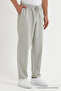 Men's Elastic Waist Gray Loose Linen Trousers - 5