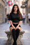 Women's Crew Neck Tight Black Crop Blouse - 4