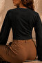 Women's Knitted Slim Fit Elegant Black Blouse - 6