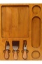 Wooden Cheese Serving Plate with 6+1 Compartments – 3-Piece Cheese Knife Set Deli Presentation Board - 2
