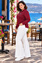 Women's Plus Size Zippered Polo Neck Crystal Fabric Slit Hijab Tunic - 5