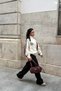 Women's Black Ruffled Wide Leg Relaxed Fit Folded Waist Sweatpants - 7