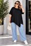 Women's 100% Cotton Lycra Asymmetrical Short Sleeve Combed Cotton Tunic