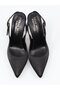 Uraz 800 Black Satin Open-Back Heeled Women's Shoes - 8