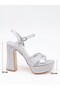 Uraz 795 Silver Satin Platform Women's Sandals - 5