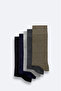 Men's Black-Navy Blue-Grey-Anthracite-Khaki 5-Piece Socks B008560 - 3