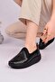 4029 Black Genuine Leather Women's Walking Shoes - 5