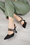Fls 660 Black Straw 9cm Heeled Women's Sandals - 2