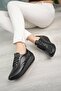 2032 Black Genuine Leather Daily Women's Walking Shoes - 3