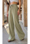 High Waist Loose Fit Linen Blend Pants - 2
