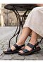D26Ys 2745 Black Genuine Leather Velcro Women's Sandals - 2