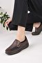 42631 Brown Genuine Leather Bone Protrusion Women's Shoes