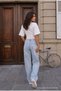 Women's Waist-Fitted Round Neck Wide Sleeve Viscose Blouse - 8