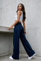 Women's Navy Blue Wide Leg High Waist Jeans - 4