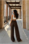 High Waist Loose Fit Linen Blend Pants - 4