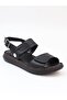 D26Ys 2745 Black Genuine Leather Velcro Women's Sandals - 6
