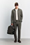 Men's Khaki Classic Collar Zippered Technical Fabric Comfort Fit Shirt Jacket A62Y2508 - 8