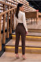 High Waist Pleated Slim Fit Office Trousers - 5