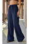 High Waist Loose Fit Linen Blend Pants - 2