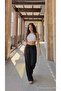 High Waist Loose Fit Linen Blend Pants - 4