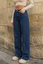 Navy Blue High Waist Wide Leg Loose Palazzo Jeans - 2